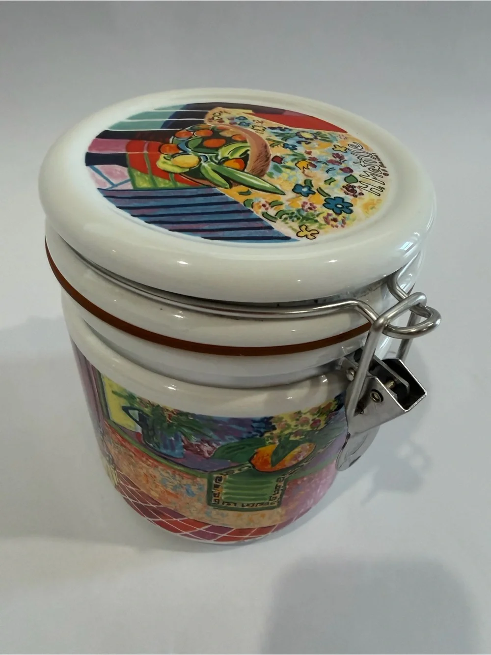 Multicolor Vintage Ceramic Airtight Food Storage Jar with Clamp Lid